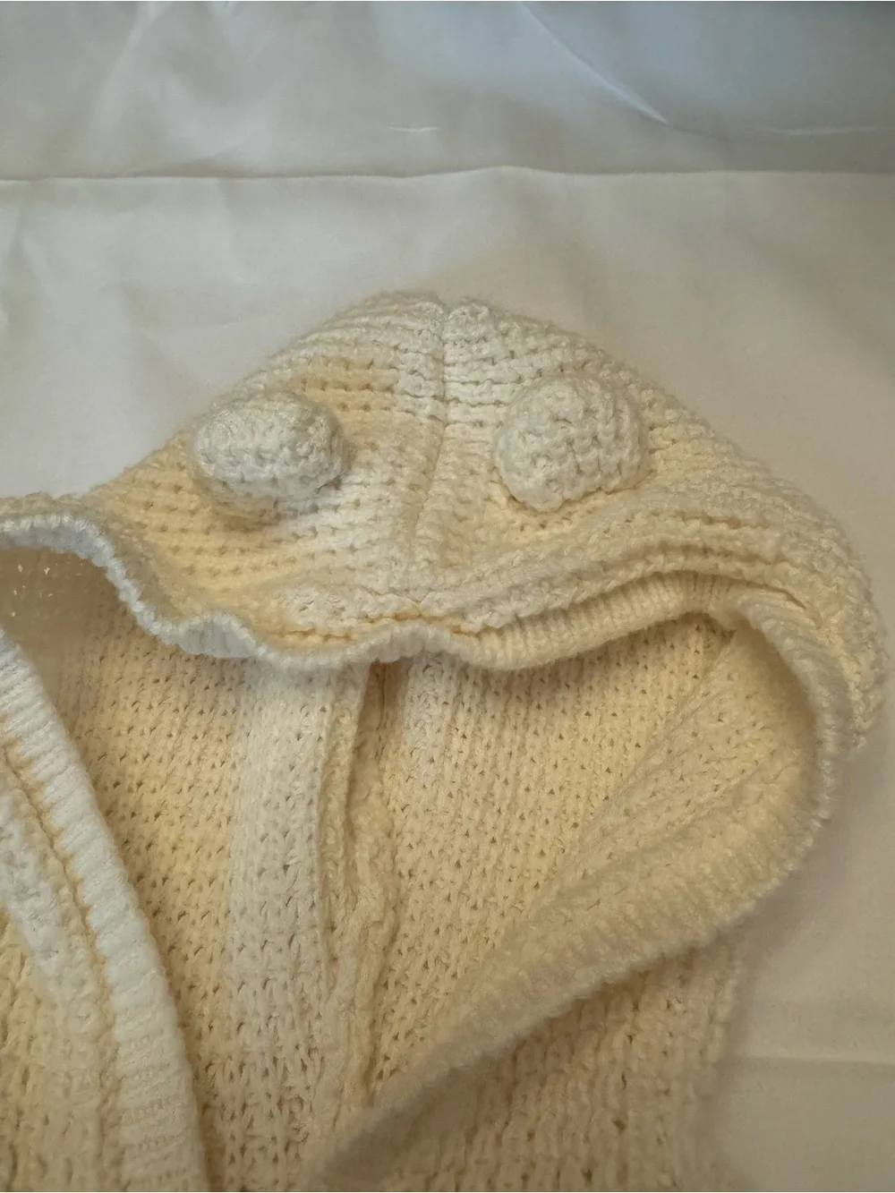 Carter’s Cream Hooded Knit Baby Cardigan with Bear Ear Detail